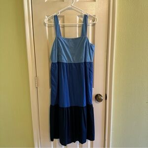 LOFT Sky Blue Tiered Sundress